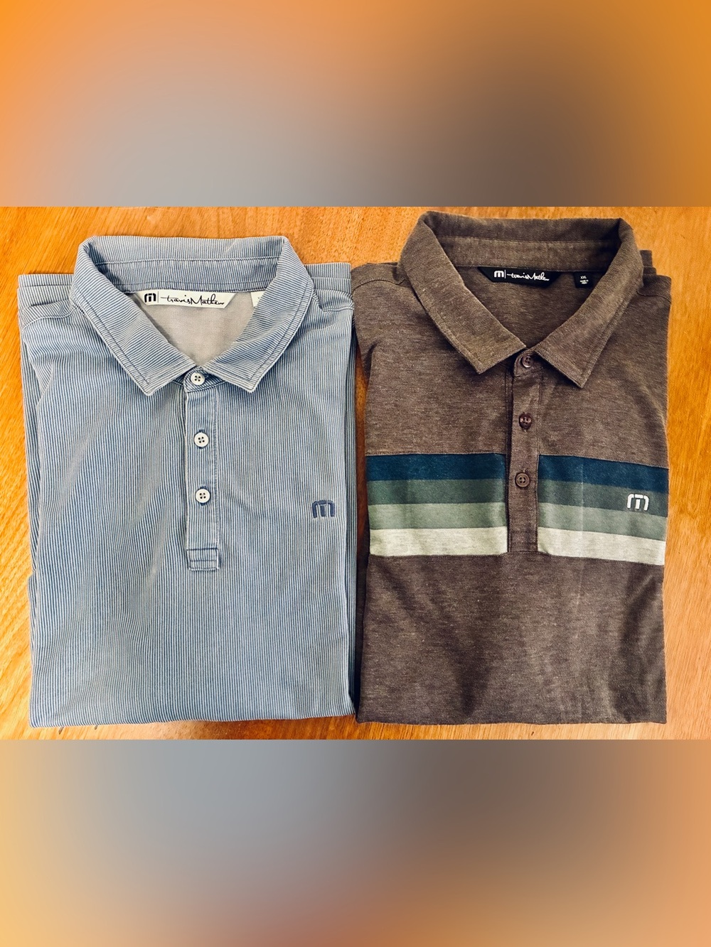 Travis Mathew Golf Polo Shirt Lot of 2 Mens XL & XXL Striped COLORADO GCs Bundle